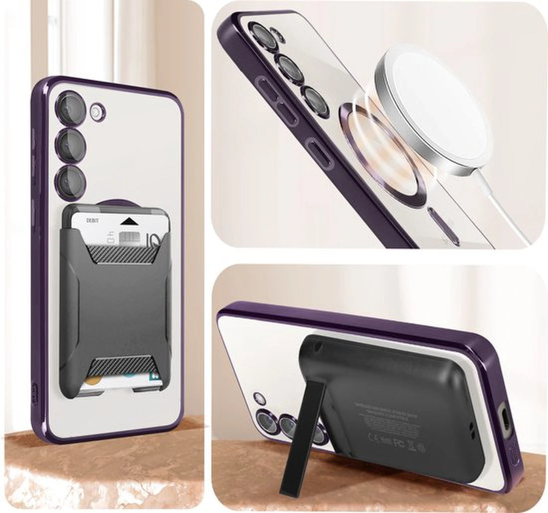 Samsung Galaxy S23 Hoesjes – Magsafe Compatibel – Backcover met Chromen Rand – Paars
