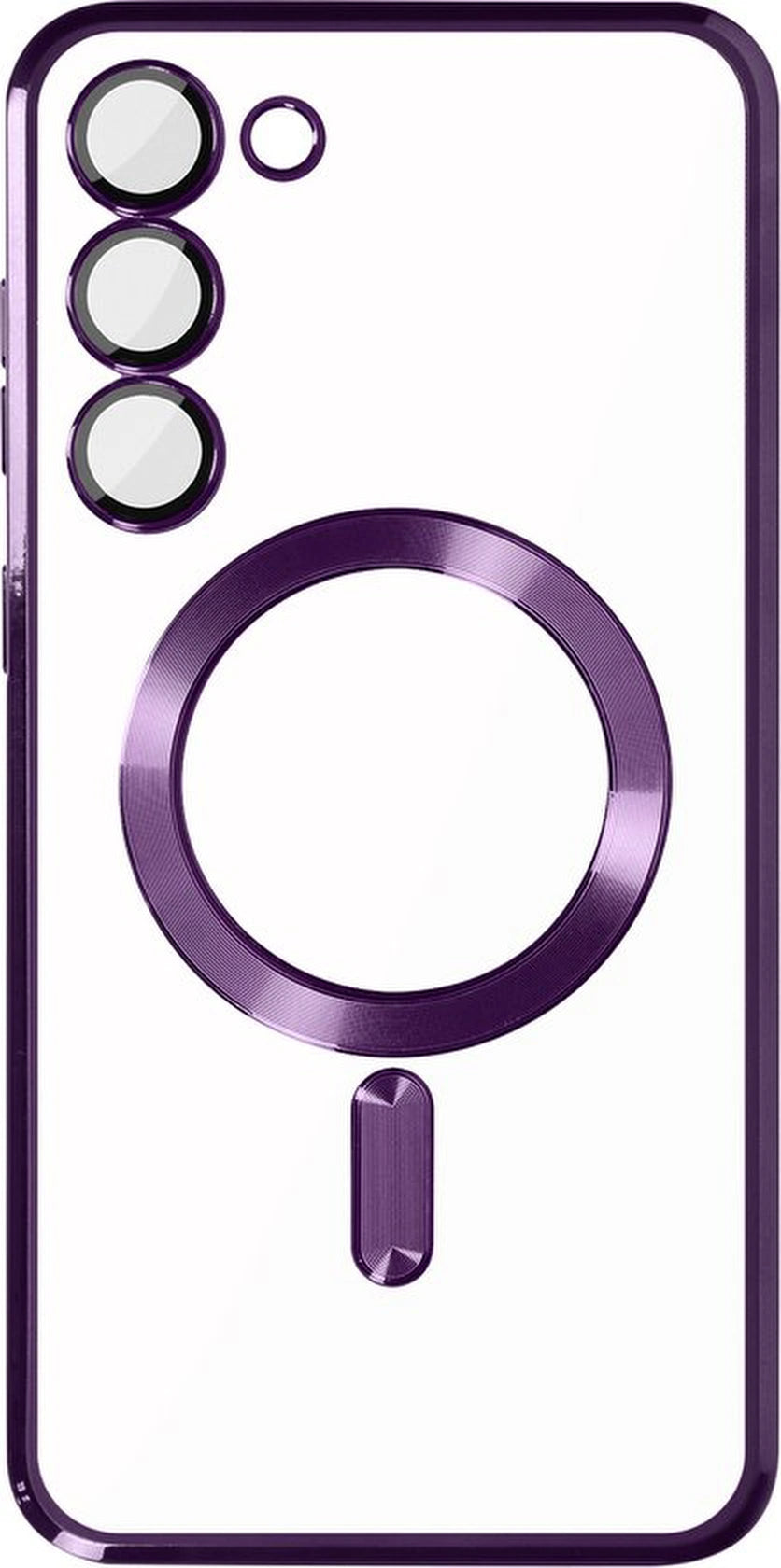 Samsung Galaxy S23 Hoesjes – Magsafe Compatibel – Backcover met Chromen Rand – Paars