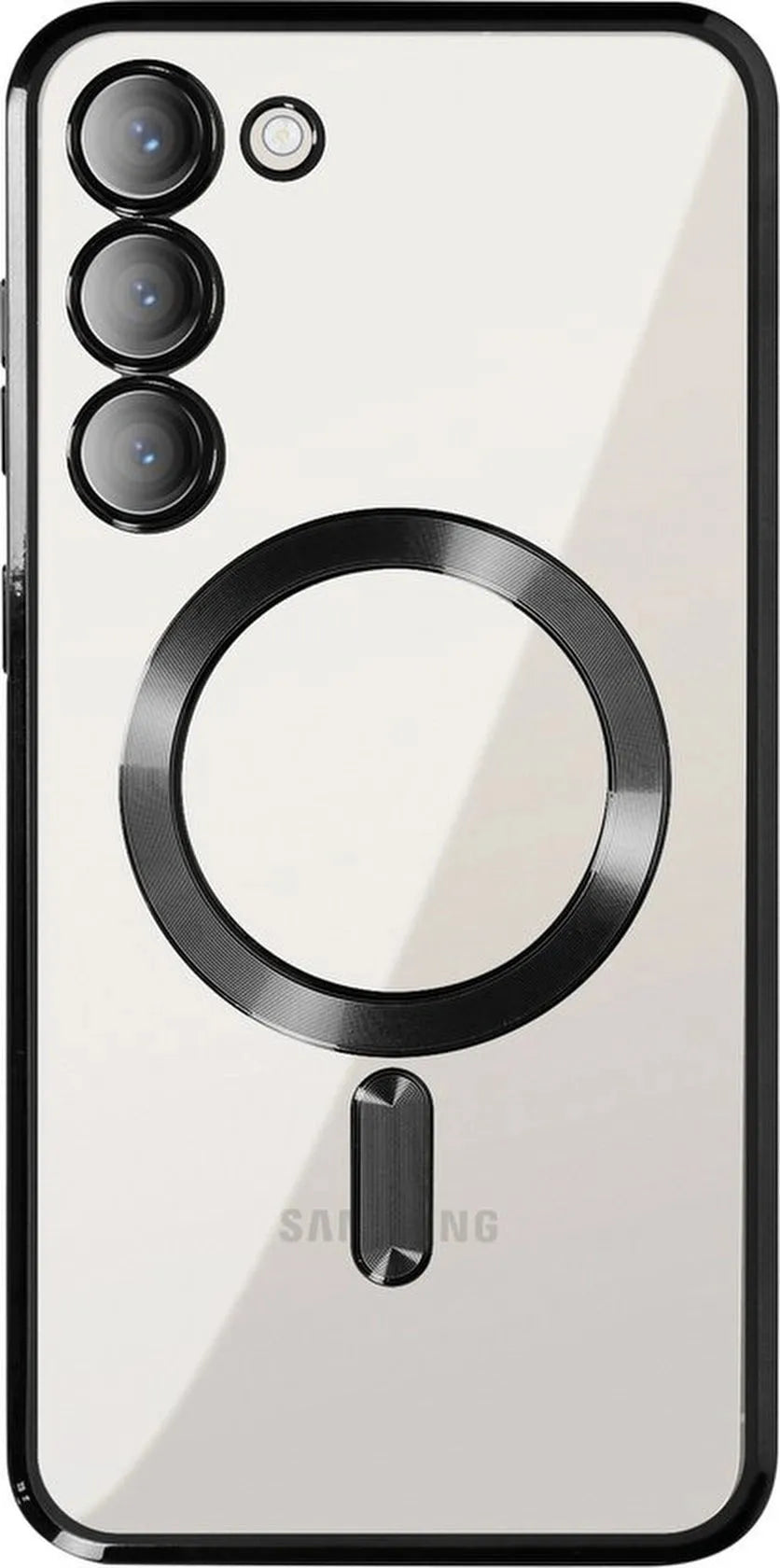 Samsung Galaxy S23 Plus Hoesjes – Magsafe Compatibel – Chroom Rand – Backcover – Zwart-Ilumina Benelux