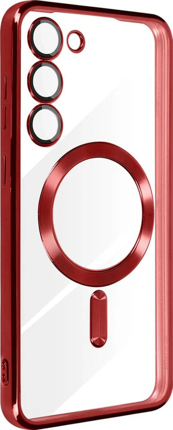 Samsung Galaxy S23 Plus Hoesjes – MagSafe Compatibel – Chroom Rand – Hardcase Backcover – Rood-Ilumina Benelux