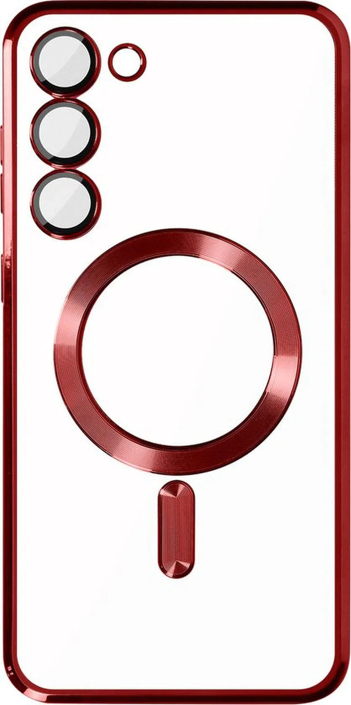 Samsung Galaxy S23 Plus Hoesjes – MagSafe Compatibel – Chroom Rand – Hardcase Backcover – Rood-Ilumina Benelux
