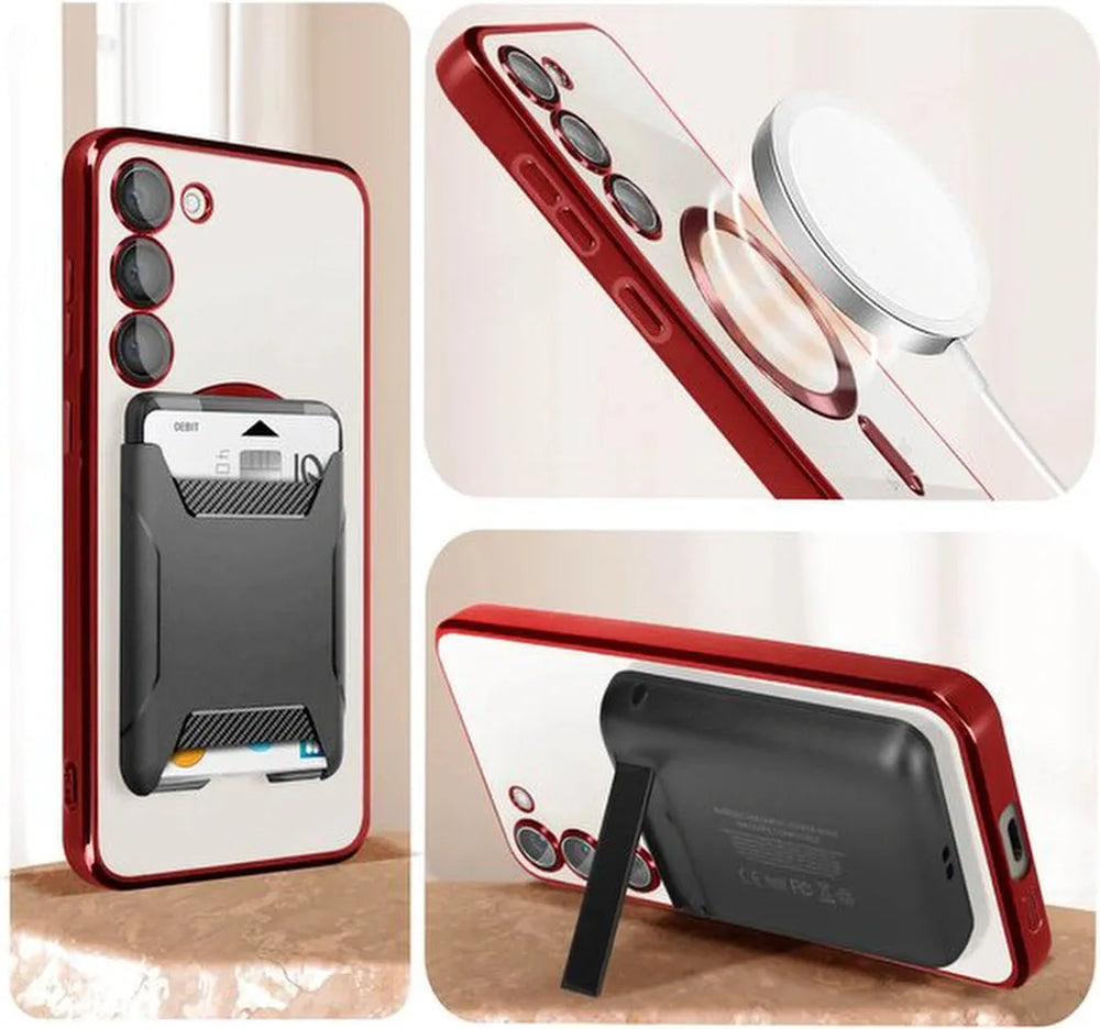 Samsung Galaxy S23 Plus Hoesjes – MagSafe Compatibel – Chroom Rand – Hardcase Backcover – Rood-Ilumina Benelux