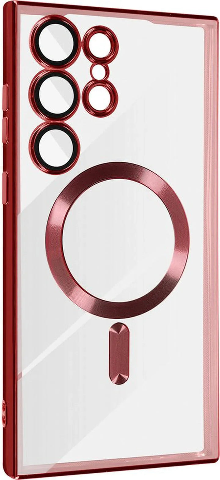 Samsung Galaxy S23 Ultra Hoesjes – Magsafe Compatibel – Chromen Rand – Backcover – Rood-Ilumina Benelux
