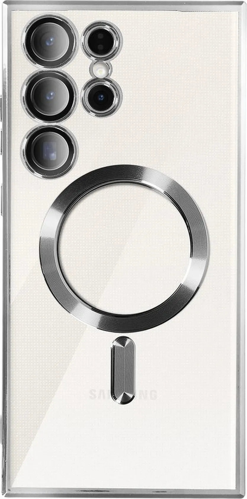 Samsung Galaxy S23 Ultra Hoesjes – MagSafe Backcover – Magnetisch – Zilver-Ilumina Benelux