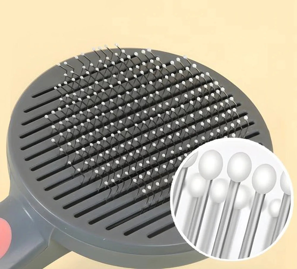 Kattenborstel – Zelfreinigende kattenkam – Massageborstel – 19,3 cm – Grijs-Ilumina Benelux