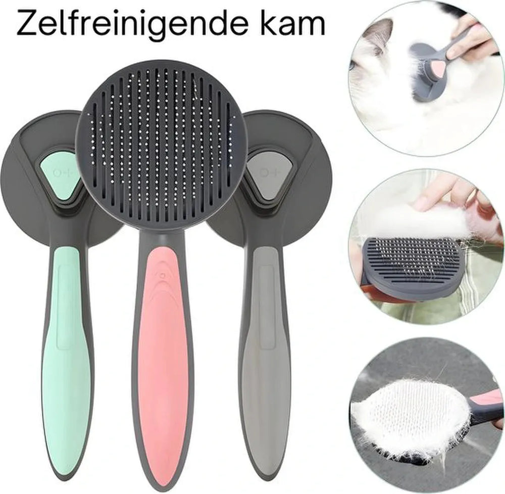 Kattenborstel – Zelfreinigende kattenkam – Massageborstel – 19,3 cm – Groen-Ilumina Benelux