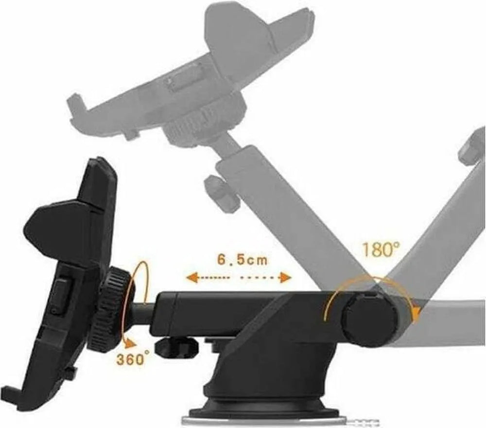 Telefoonhouder auto – Long Neck One Touch Car Mount – Universeel – 360° Draaibaar – Zwart-Ilumina Benelux
