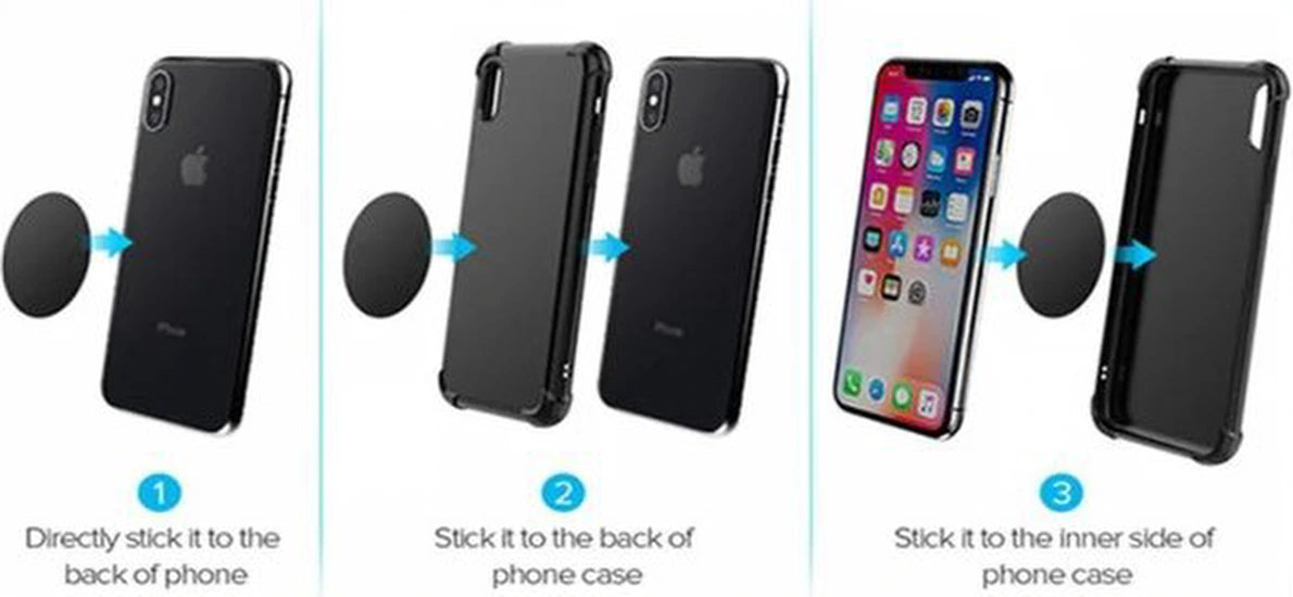 Telefoonhouder auto magneetplaatjes – 10 stuks – Zelfklevend magnetisch – Rechthoek – Zwart