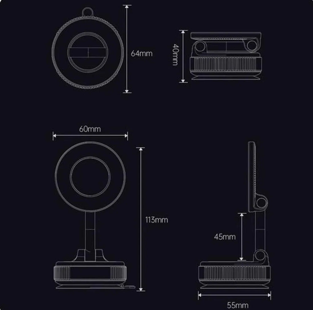 Telefoonhouder auto – Magnetisch vacuüm – 360° draaibaar & opvouwbaar – Geschikt voor iPhone 16/15/14/13 – Zwart-Ilumina Benelux