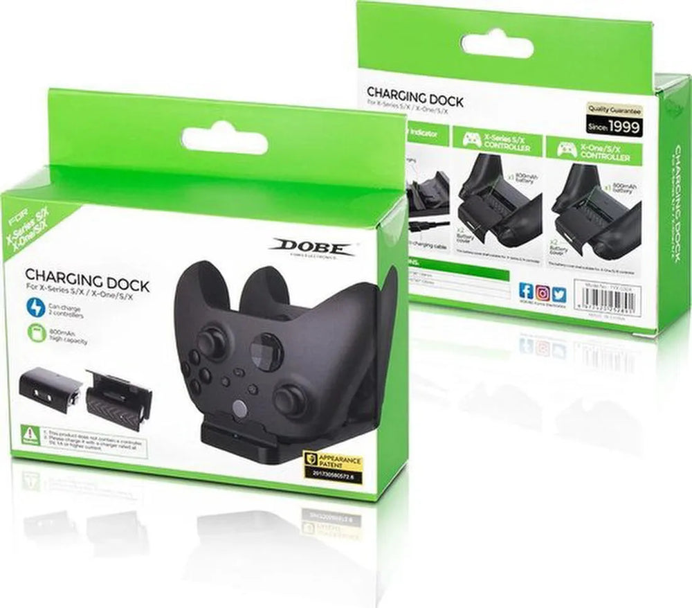 Controller Oplaadstation – Geschikt voor Xbox Series X/S – Inclusief 2 Oplaadbare Accu’s – Dobe – Zwart-Oplaadstation controllers-Ilumina Benelux