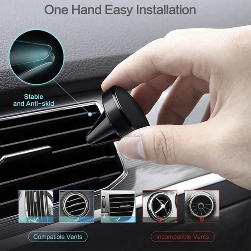 Telefoonhouder auto – Magnetisch – Voor Ventilatierooster – Universeel – Zwart-Telefoonhouders-Ilumina Benelux