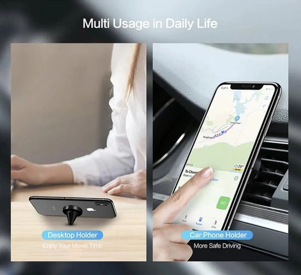 Telefoonhouder auto – Magnetisch – Voor Ventilatierooster – Universeel – Zwart-Telefoonhouders-Ilumina Benelux