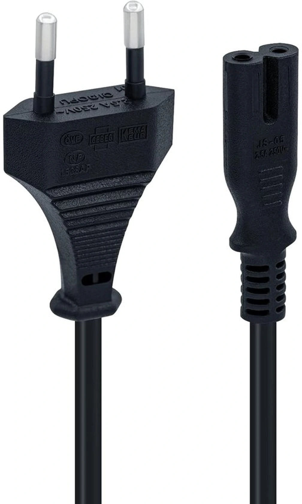 c7 kabel - 1,5 m zwarte stroomkabel - C7-draad Euro-stekker - C7 2-pins stroomkabel - stroomkabel 2 aderig - geschikt voor PS5 / PS4 / PS3 / Xbox Series X/S - zwart