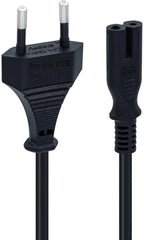 c7 kabel - 1,5 m zwarte stroomkabel - C7-draad Euro-stekker - C7 2-pins stroomkabel - stroomkabel 2 aderig - geschikt voor PS5 / PS4 / PS3 / Xbox Series X/S - zwart