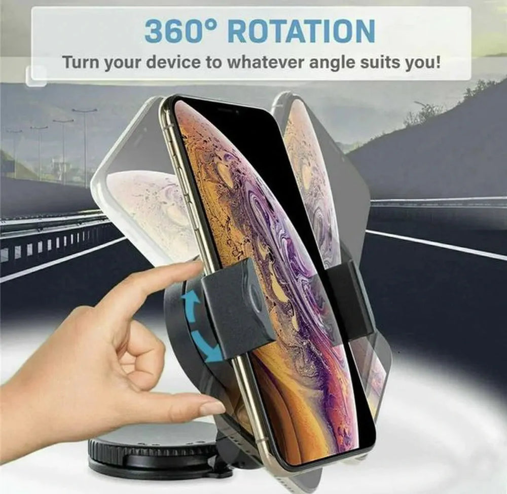 Telefoonhouder auto – Zuignap Dashboard/Voorruit – Verstelbare Arm – 360° Draaibaar – Zwart-Ilumina Benelux