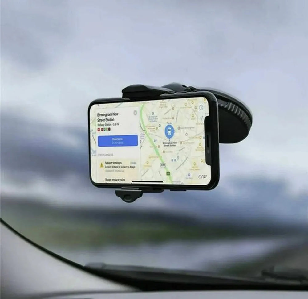 Telefoonhouder auto – Zuignap Dashboard/Voorruit – Verstelbare Arm – 360° Draaibaar – Zwart-Ilumina Benelux