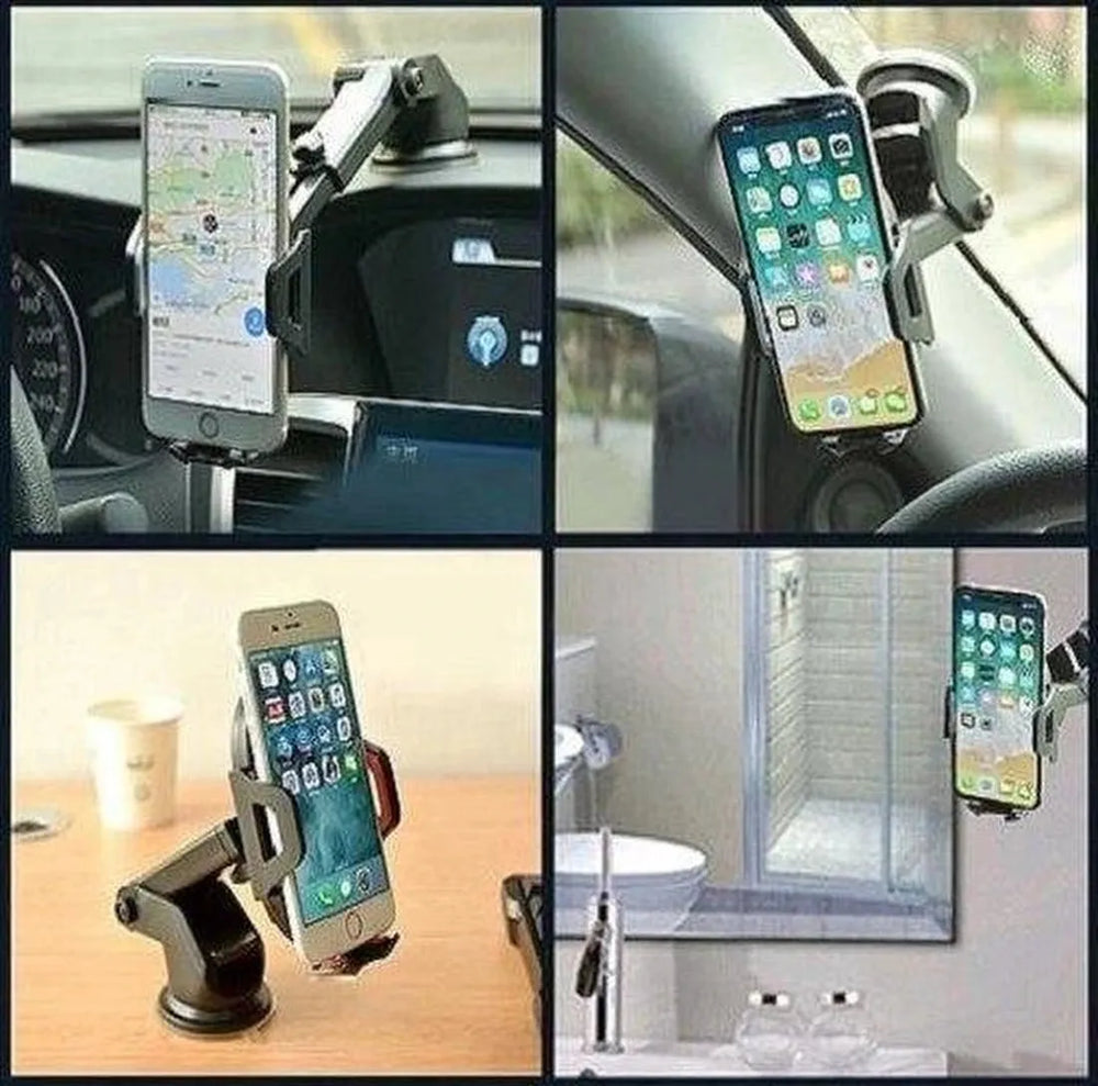 Telefoonhouder auto – Zuignap Dashboard/Voorruit – Verstelbare Arm – Sterke Grip – Zwart-Ilumina Benelux