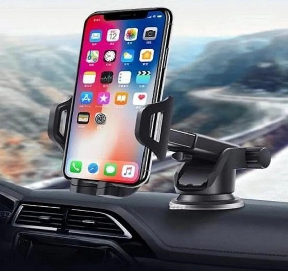 Telefoonhouder auto – Zuignap Dashboard/Voorruit – Verstelbare Arm – Sterke Grip – Zwart-Ilumina Benelux