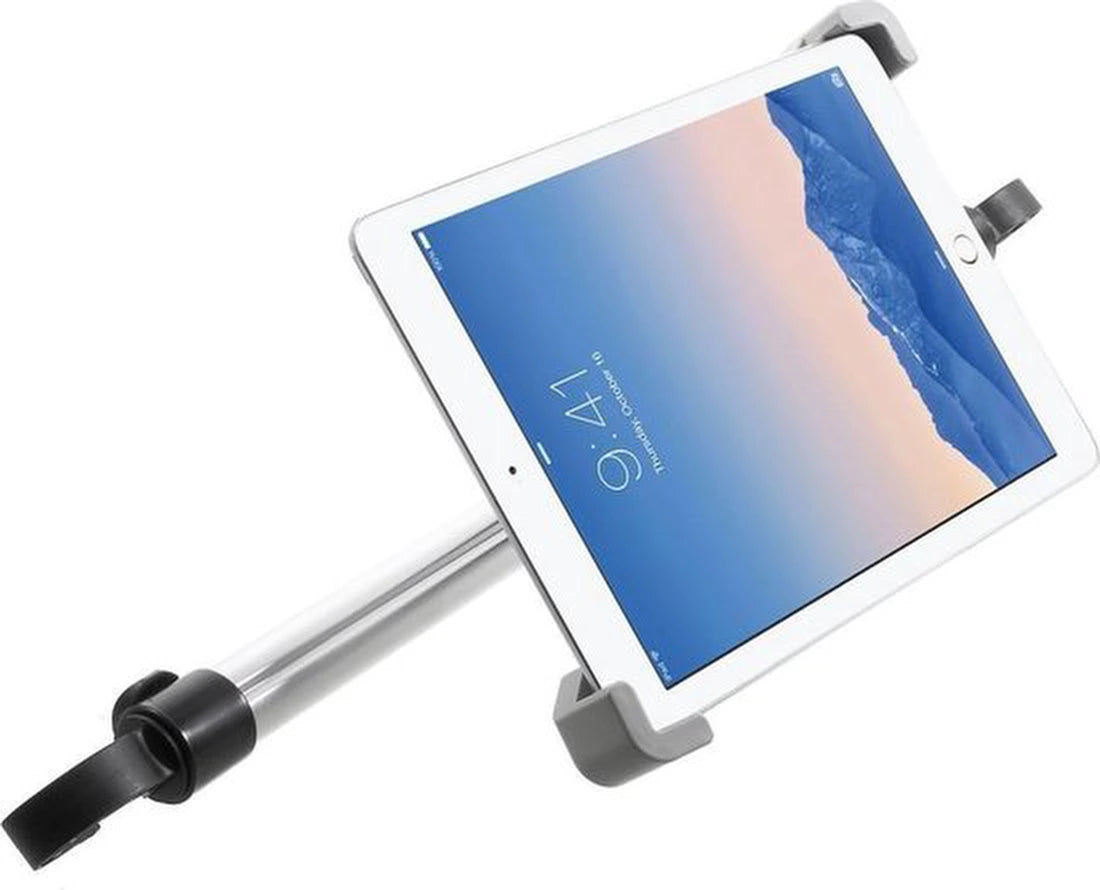 Tablethouder - Universeel - Auto hoofdsteunklem - 360 graden draaibaar - Aluminium - Zwart