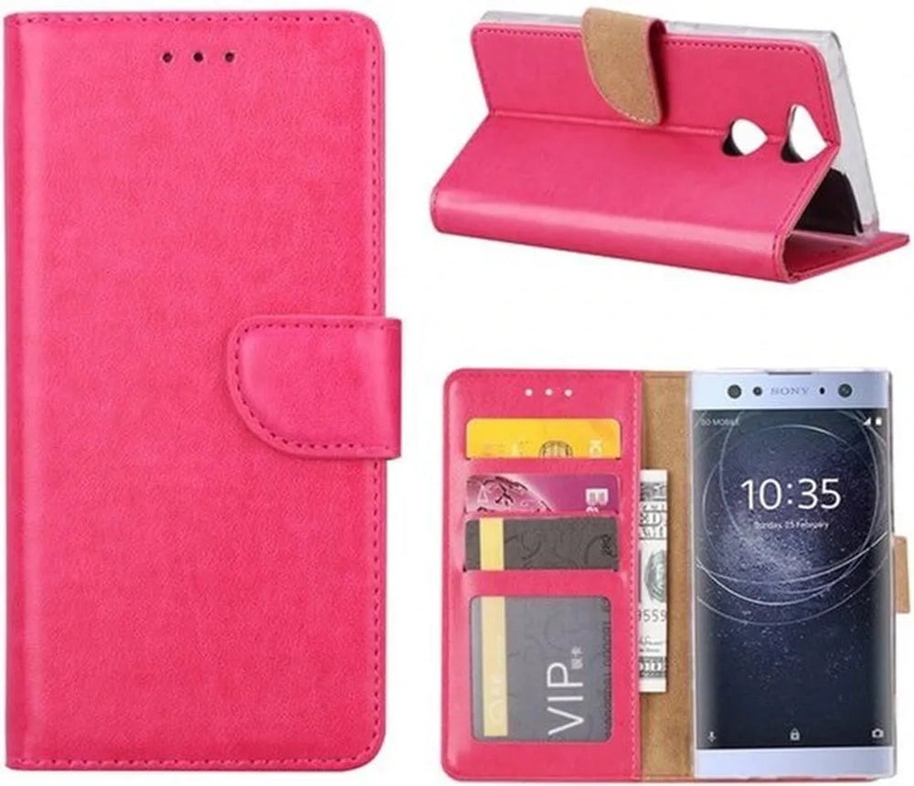 Sony Xperia XA2 Ultra Hoesjes – Portemonnee Hoes – Magneetsluiting – Pasjeshouder – Roze-Ilumina Benelux
