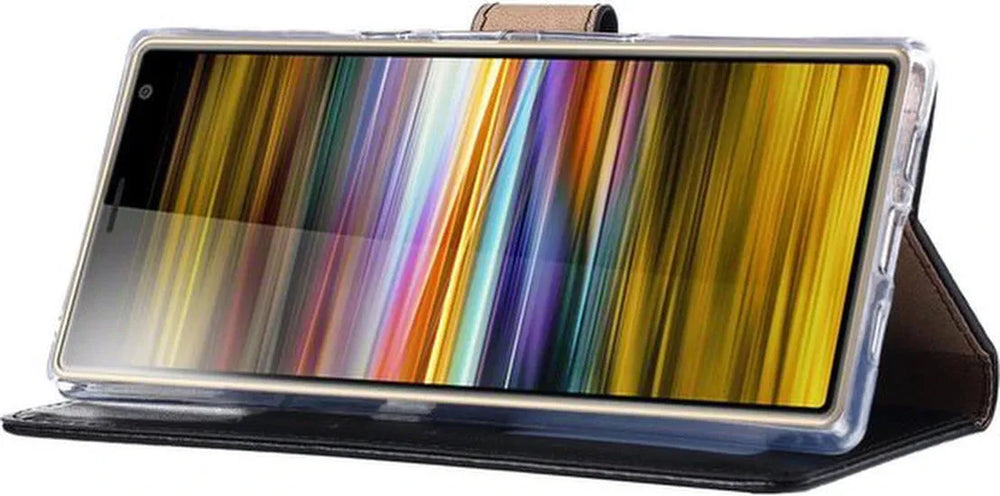 Sony Xperia 10 Plus Hoesjes – Bookcase Portemonnee Hoes – Pasjeshouder – Magneetsluiting – Zwart-Ilumina Benelux