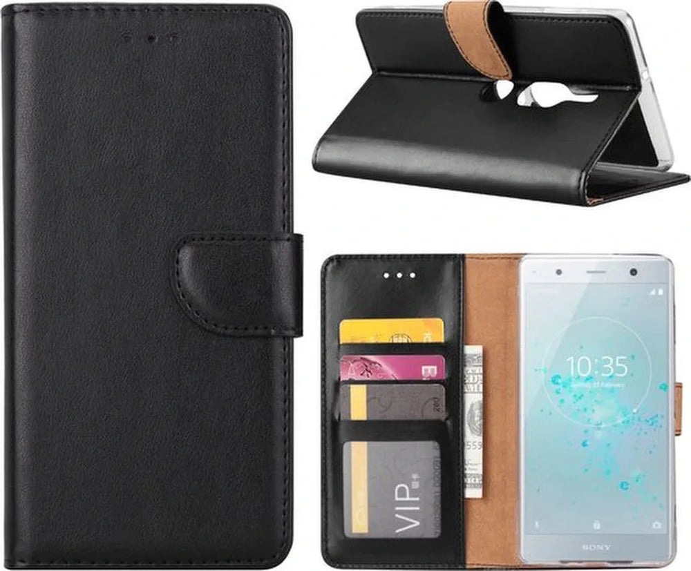 Sony Xperia XZ2 Premium Hoesjes – Portemonnee Hoes – Pasjeshouder – Magneetsluiting – Zwart-Ilumina Benelux