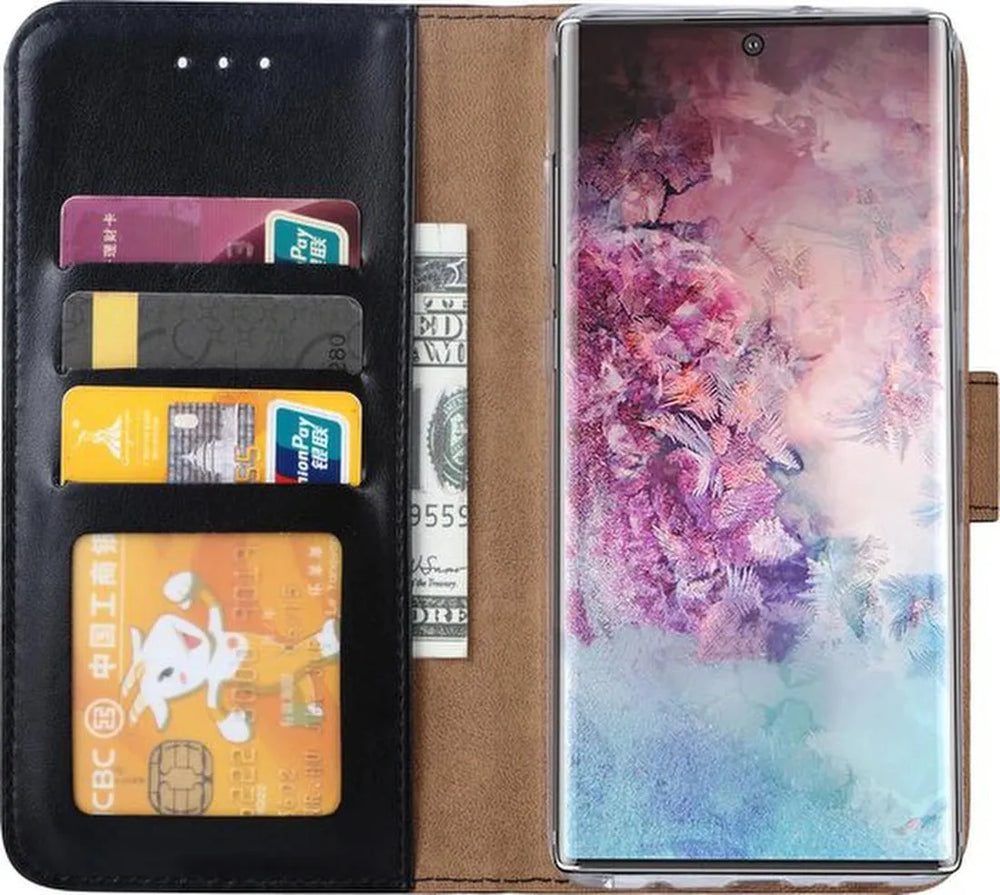 Samsung Galaxy Note 10 Plus Hoesjes – Bookcase Portemonnee Hoes – Pasjeshouder – Magneetsluiting – Zwart-Ilumina Benelux