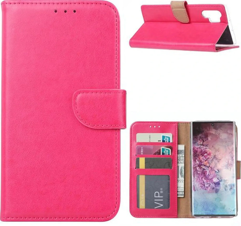 Samsung Galaxy Note 10 Plus Hoesjes – Bookcase Portemonnee Hoes – Pasjeshouder – Magneetsluiting – Roze-Ilumina Benelux