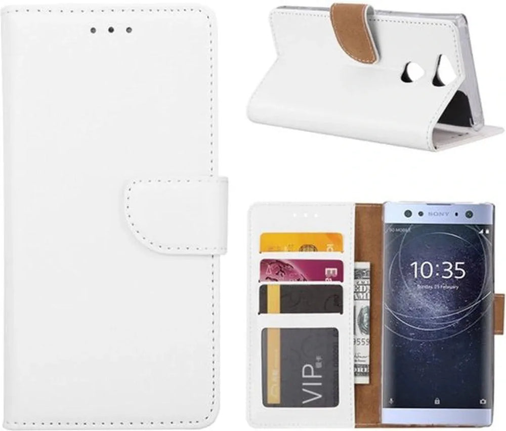 Sony Xperia XA2 Hoesjes – Portemonnee Hoes – Pasjeshouder – Magneetsluiting – Wit-Ilumina Benelux
