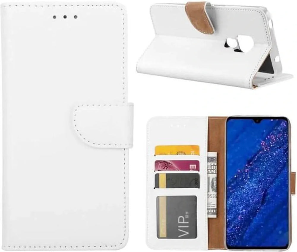 Huawei Mate 20 Pro Hoesjes – Bookcase Portemonnee Hoes – Pasjeshouder – Magneetsluiting – Wit-Ilumina Benelux