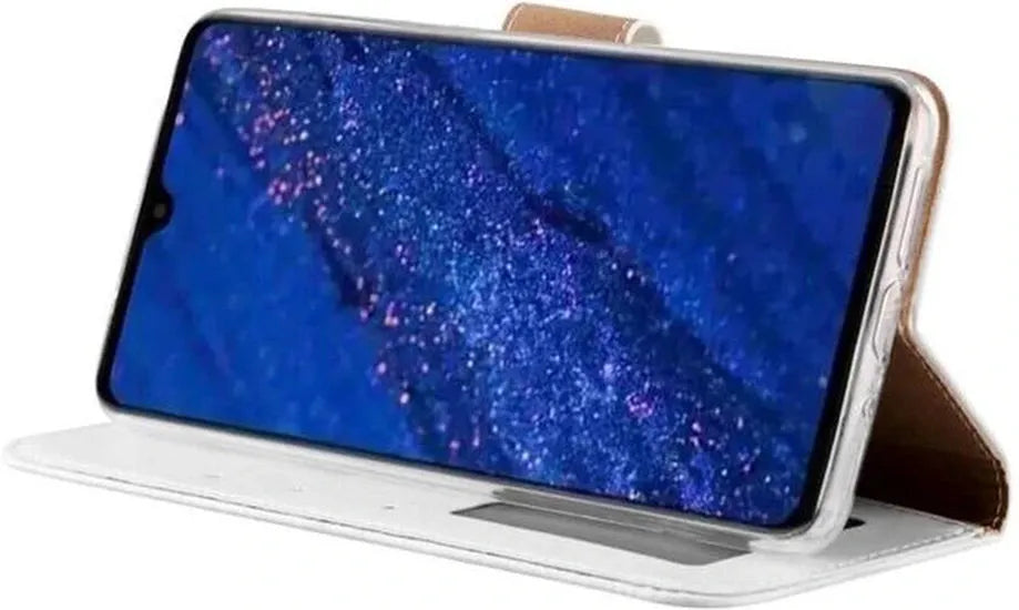 Huawei Mate 20 Pro Hoesjes – Bookcase Portemonnee Hoes – Pasjeshouder – Magneetsluiting – Wit-Ilumina Benelux