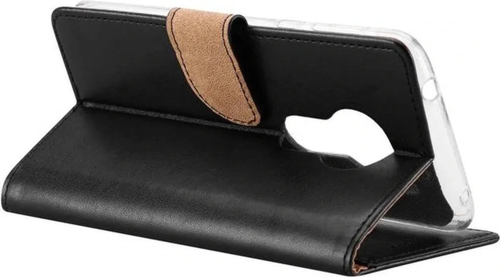 Motorola Moto E5 Hoesjes – Portemonnee Hoes – Bookcase – Pasjeshouder – Zwart-Ilumina Benelux