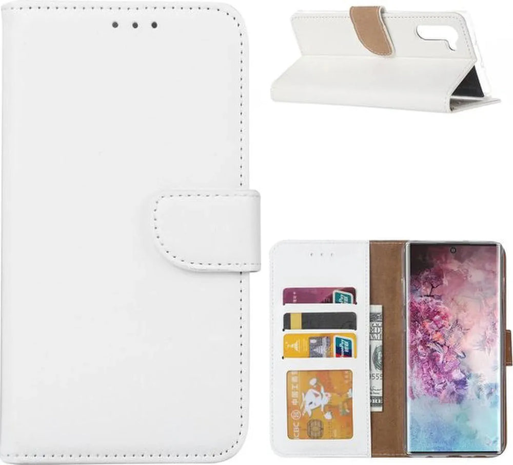 Samsung Galaxy Note 10 Hoesjes – Bookcase Portemonnee Hoes – Pasjeshouder – Magneetsluiting – Wit-Ilumina Benelux