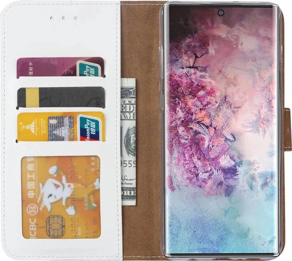 Samsung Galaxy Note 10 Hoesjes – Bookcase Portemonnee Hoes – Pasjeshouder – Magneetsluiting – Wit-Ilumina Benelux