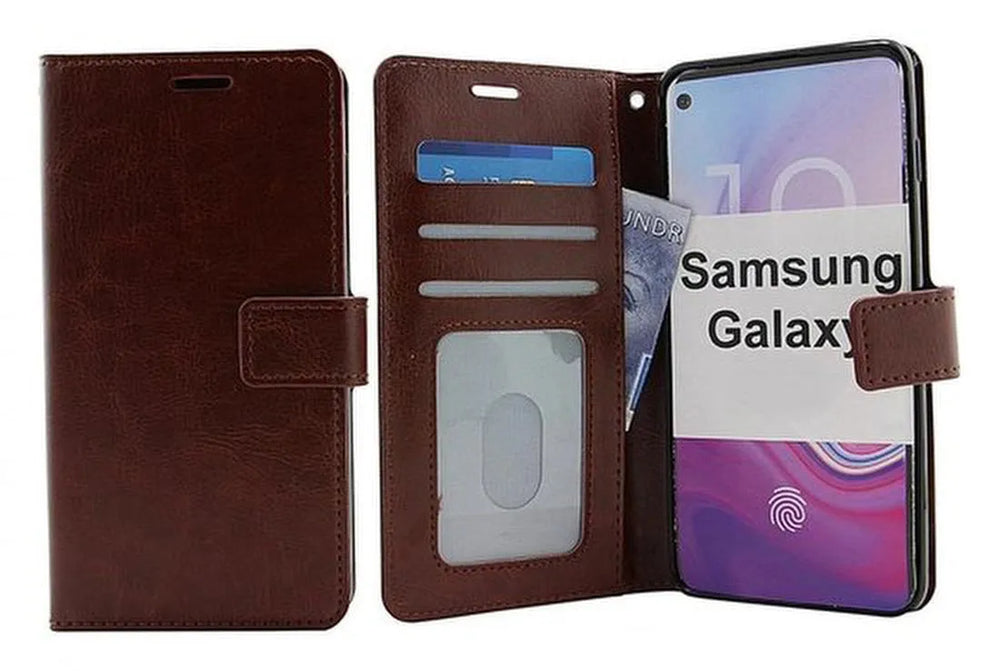 Samsung Galaxy S10+ Hoesjes – Bookcase Portemonnee – Magneetsluiting – 2x Gehard Glas Screenprotector – Bruin-Ilumina Benelux
