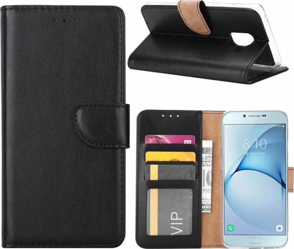 Samsung Galaxy A6 Plus 2018 Hoesjes – Portemonnee Hoes – Magneetsluiting – Inclusief 2x Gehard Glas Screenprotector – Zwart-Ilumina Benelux