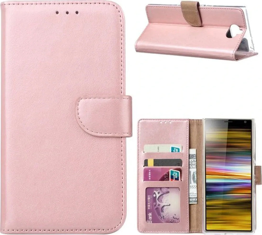 Sony Xperia 10 Plus Hoesjes – Bookcase Portemonnee Hoes – Pasjeshouder – Magneetsluiting – Roségoud-Ilumina Benelux