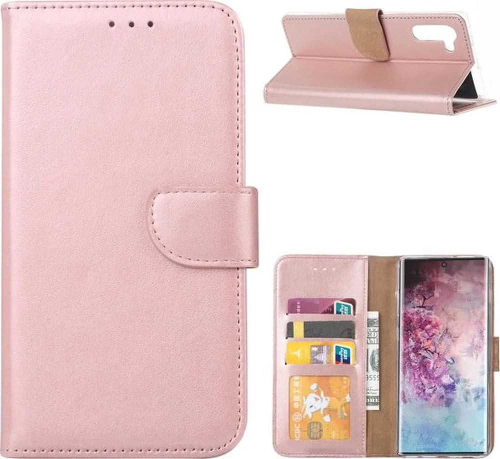 Samsung Galaxy Note 10 Hoesjes – Bookcase Portemonnee Hoes – Pasjeshouder – Magneetsluiting – Roségoud-Ilumina Benelux