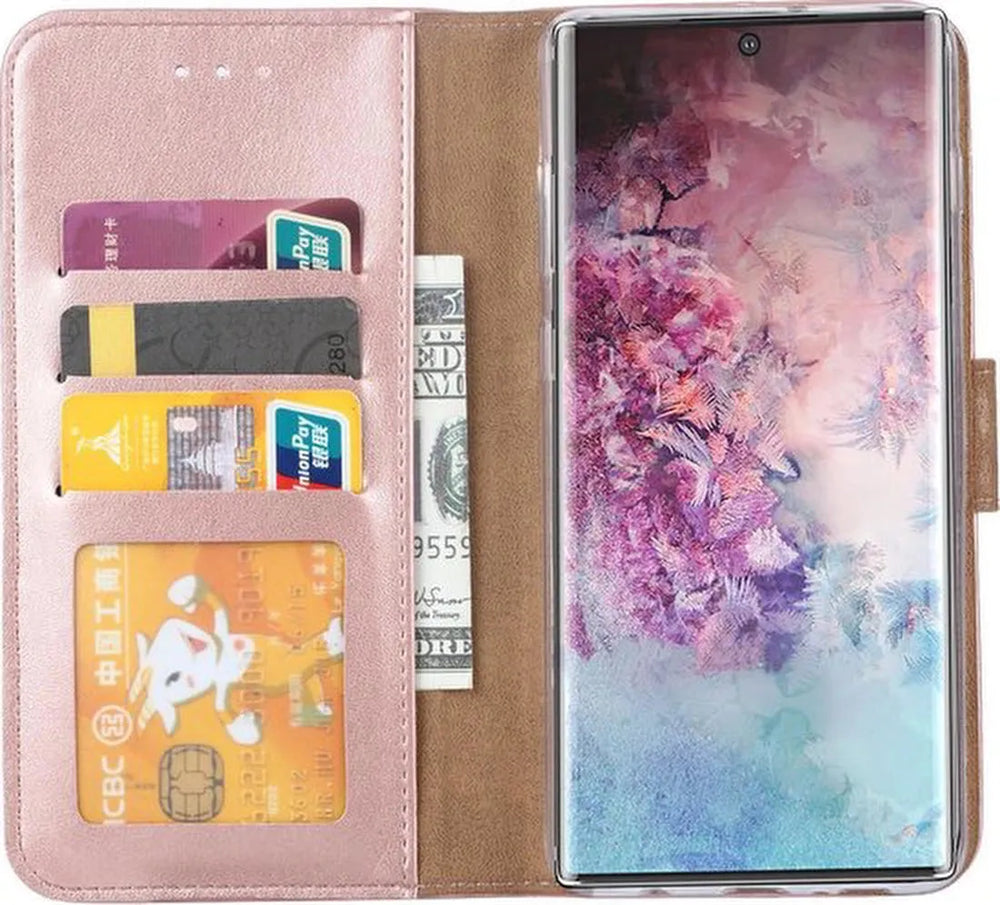 Samsung Galaxy Note 10 Hoesjes – Bookcase Portemonnee Hoes – Pasjeshouder – Magneetsluiting – Roségoud-Ilumina Benelux