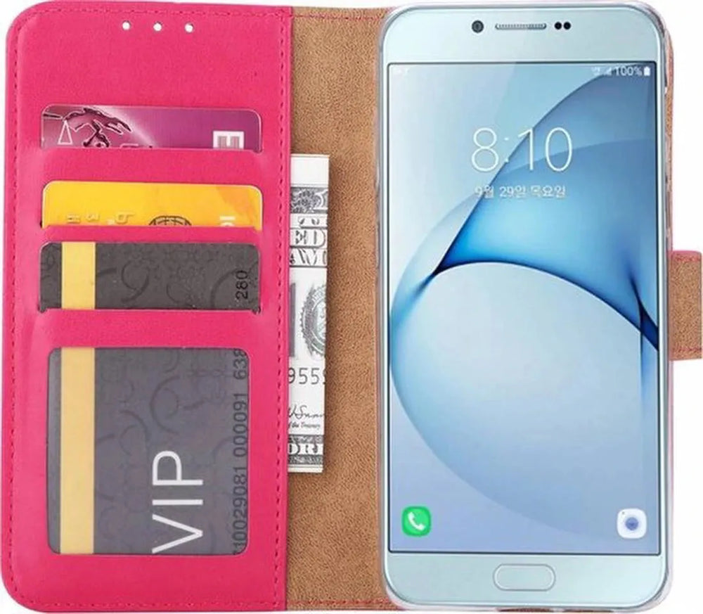 Samsung Galaxy A6 2018 Hoesjes – Portemonnee Hoes – Pasjeshouder – 2x Gehard Glas Screenprotector – Roze-Ilumina Benelux