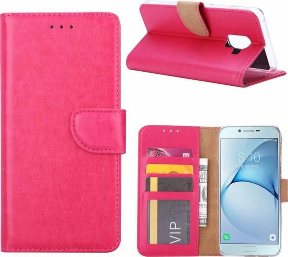 Samsung Galaxy A6 2018 Hoesjes – Portemonnee Hoes – Pasjeshouder – 2x Gehard Glas Screenprotector – Roze-Ilumina Benelux