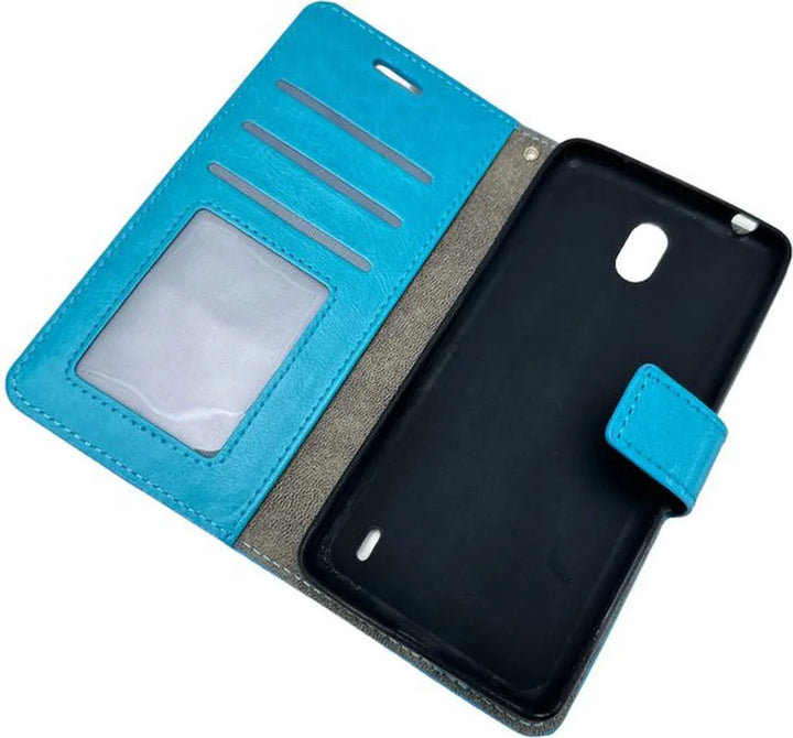 Nokia 2.2 Hoesjes – Bookcase Portemonnee Hoes – Pasjeshouder – Magneetsluiting – Turquoise-Ilumina Benelux