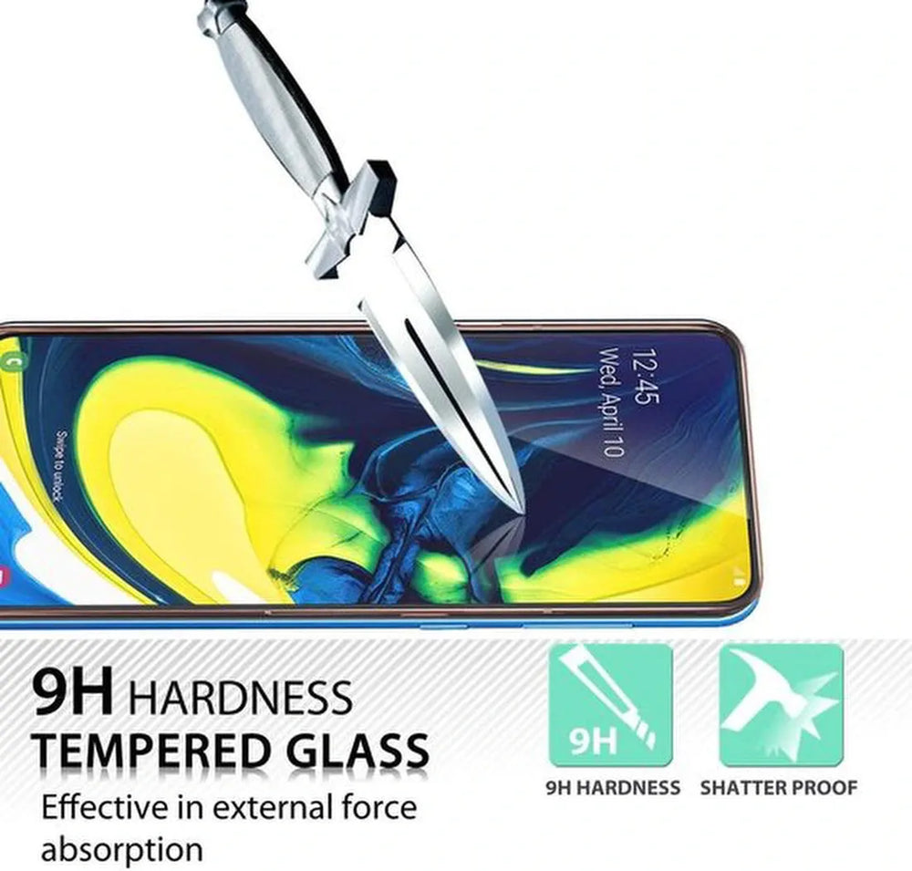 Samsung Galaxy A80 Hoesjes – Portemonnee Hoes – Pasjeshouder – 2x Gehard Glas Screenprotector – Wit-Ilumina Benelux