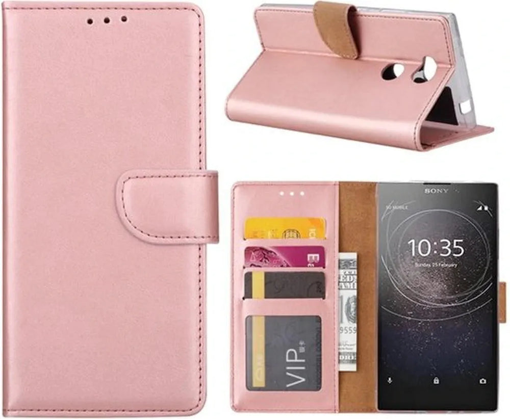 Sony Xperia L2 Hoesjes – Portemonnee Bookcase – Pasjeshouder – Magneetsluiting – Roségoud-Ilumina Benelux