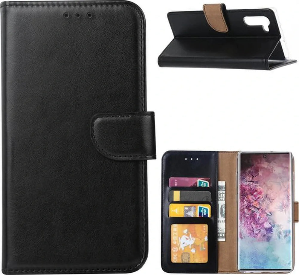 Samsung Galaxy Note 10 Hoesjes – Bookcase Portemonnee Hoes – Pasjeshouder – Magneetsluiting – Zwart-Ilumina Benelux