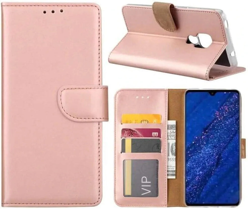 Huawei Mate 20 Pro Hoesjes – Bookcase Portemonnee Hoes – Pasjeshouder – Magneetsluiting – Roségoud-Ilumina Benelux