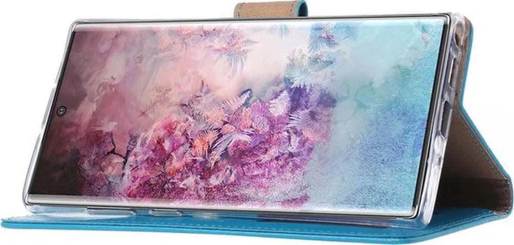 Samsung Galaxy Note 10 Plus Hoesjes – Bookcase Portemonnee Hoes – Pasjeshouder – Magneetsluiting – Turquoise-Ilumina Benelux