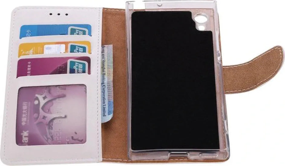 Sony Xperia XA1 Hoesjes – Portemonnee Hoes – Pasjeshouder – Magneetsluiting – Wit-Ilumina Benelux