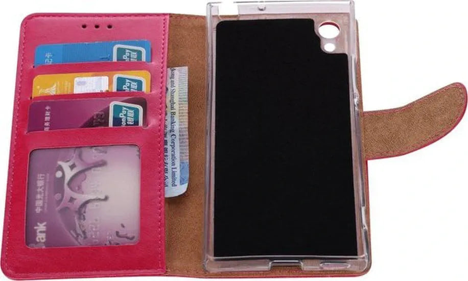 Sony Xperia XA1 Hoesjes – Bookcase Portemonnee Hoes – Pasjeshouder – Magneetsluiting – Roze-Ilumina Benelux