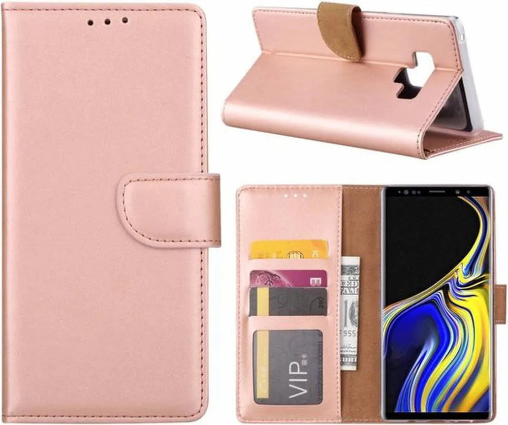 Samsung Galaxy Note 9 Hoesjes – Portemonnee Bookcase – Pasjeshouder – Magneetsluiting – Roségoud-Ilumina Benelux